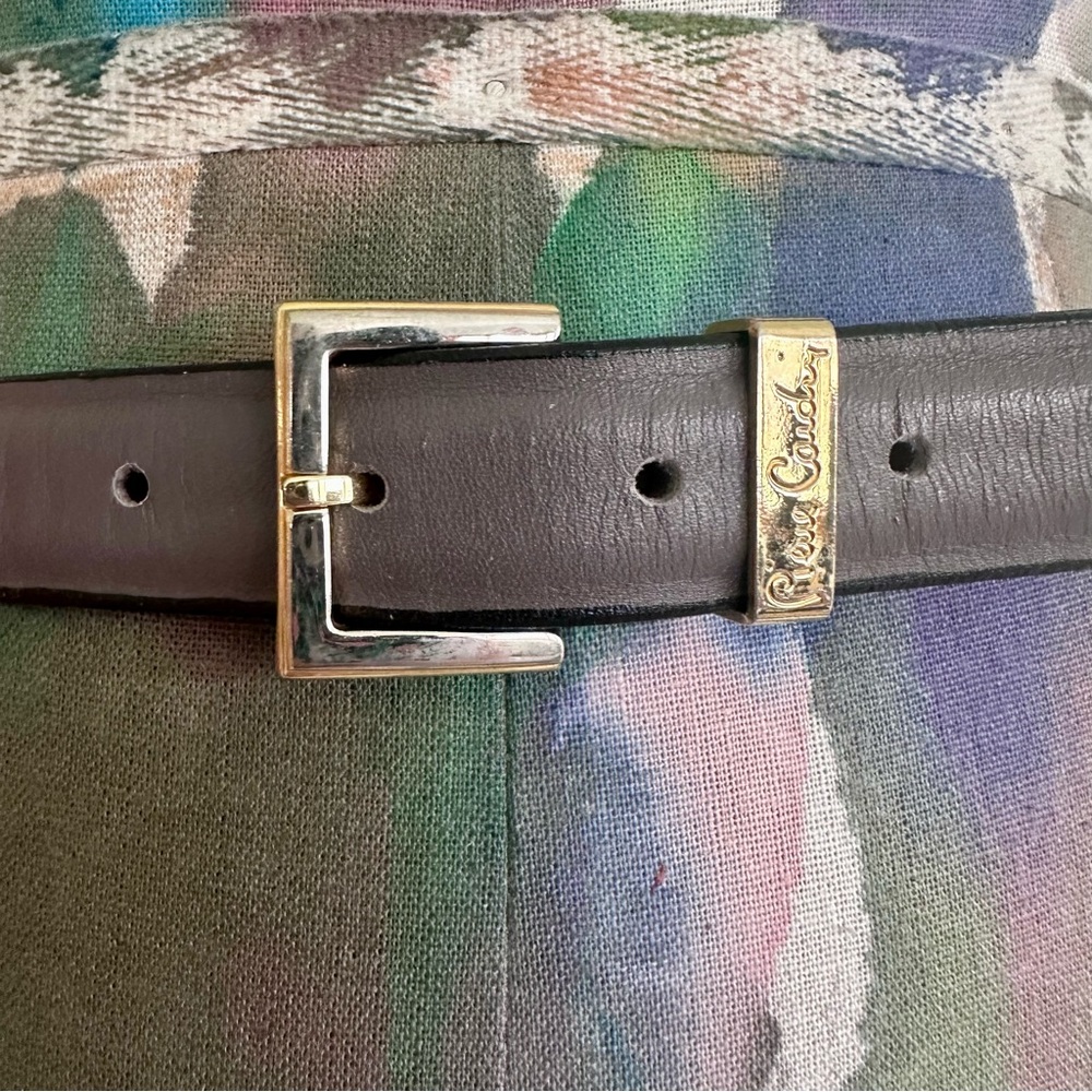 🐺VINTAGE Pierre Cardin Gray Leather Belt - Picture 4 of 4